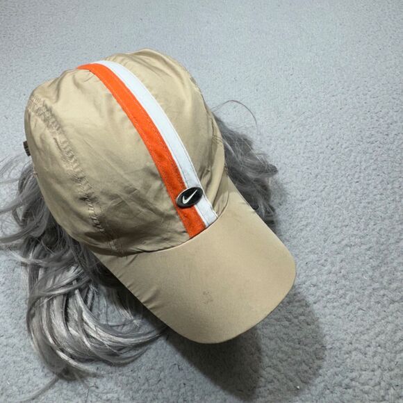 Nike Hat Cap Strap Back Tan Orange Futbol 4 Panel Soccer Logo Swoosh Running - Picture 1 of 10